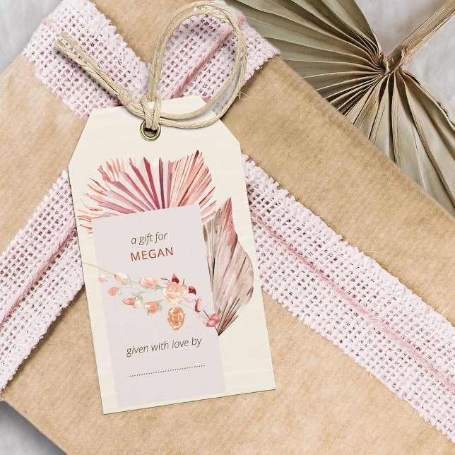 Boho Palm Dried Fan Leaves Display Shower Gift Tags (Display Shower gift tags from my Boho Palm Bridal Shower Collection)