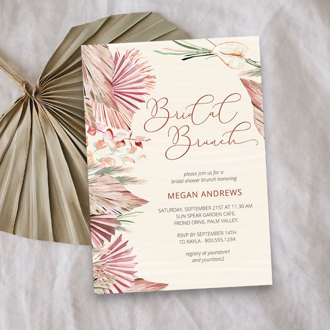 Boho Palm Dried Tropical Foliage Bridal Brunch Invitation (Bridal Brunch invitation from my Boho Palm Bridal Shower Collection)