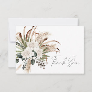 Boho Palm Leaf Eucalyptus & Beige Floral Thank You Card