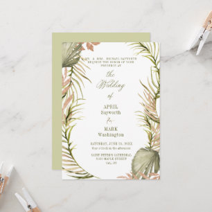 Boho Palm Leaf Greenery Wedding 2 Invitation