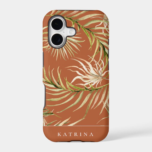 Boho Palm Leaf Pattern Burnt Orange (Back)