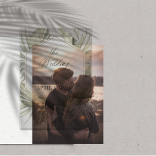 Boho Palm Leaf Wedding Frame Vellum Invitations