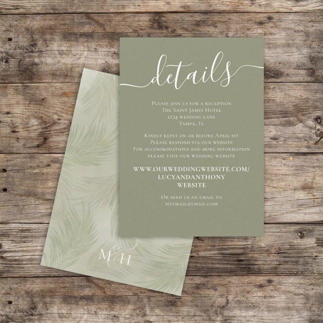 Boho Palm Leaves Botanical Foliage QR Code Details Enclosure Card (Creator Uploaded)