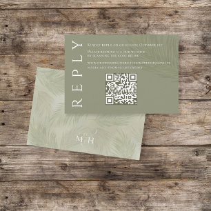 Boho Palm Leaves Botanical Foliage QR Code RSVP Enclosure Card