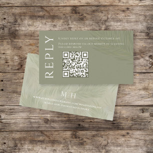 Boho Palm Leaves Botanical Foliage QR Code RSVP Enclosure Card