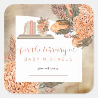 Boho Palm Leaves |Hydrangeas Baby Shower Bookplate