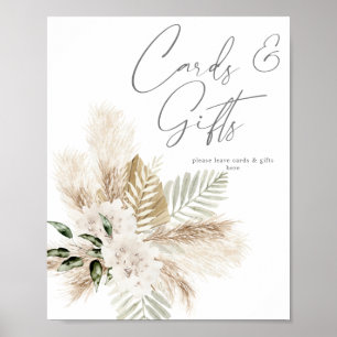Boho Palm Pampas & Beige Floral Cards & Gifts Sign