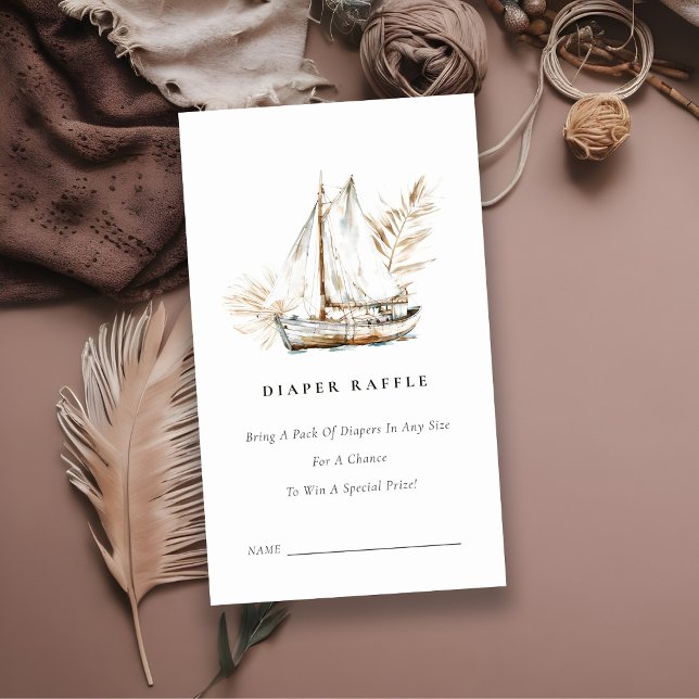 Boho Palm Sailboat Diaper Raffle Baby Shower Enclosure Card (Creator Uploaded)