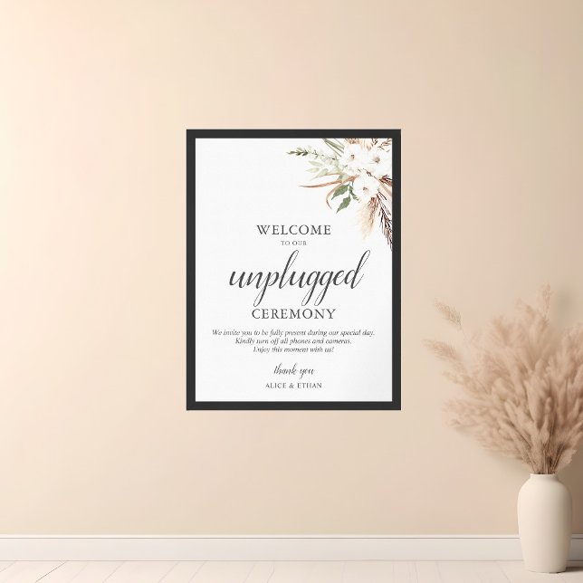 Boho Pampa Grass Greenery Unplugged Wedding Sign (Creator Uploaded)