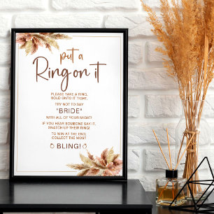 Boho Pampa Grass Ring Game Bridal Shower Sign