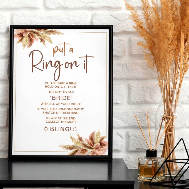 Boho Pampa Grass | Ring Game Bridal Shower Sign (Creator Uploaded)