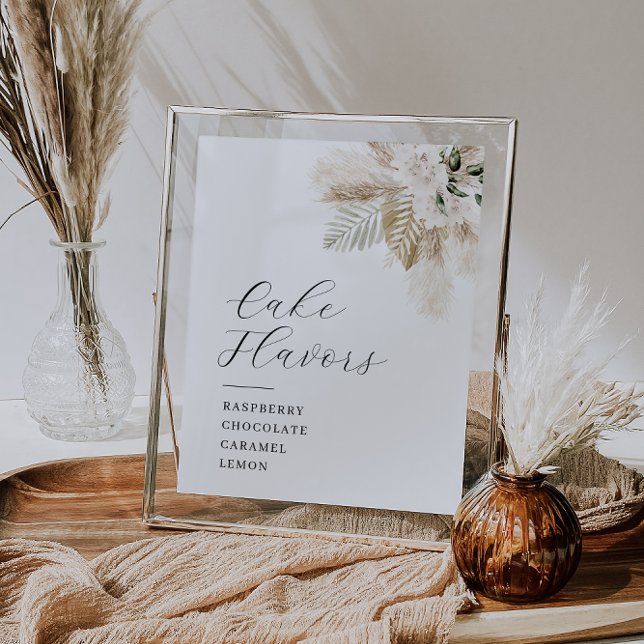 Boho pampas and greenery Cake flavours sign (Creator Uploaded)
