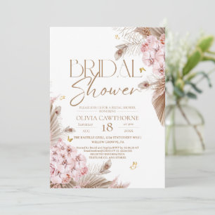 Boho Pampas and Orchids Bridal Shower Invitation