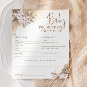 Boho Pampas Baby Predictions and Advice Cards