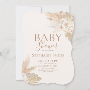 Boho Pampas Baby Shower Girl Invitation