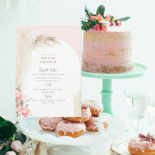 Boho Pampas Blush Bridal Shower Invitation