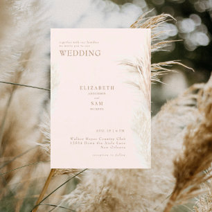 Boho Pampas Blush Together with Wedding Invitation