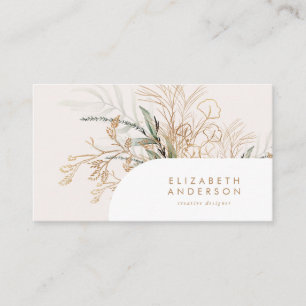 Boho Pampas Blush White Eucalyptus Corporate Business Card