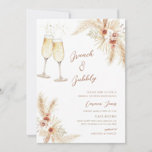 Boho Pampas Champagne Bridal Shower Invitation