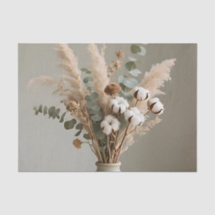 Boho Pampas Cotton Eucalyptus Neutral Floral Tissue Paper