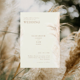 Boho Pampas Cream Together with Wedding Invitation