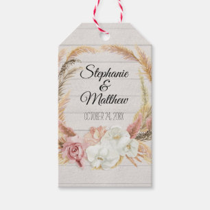 Boho Pampas Floral Rustic Palm Foliage Barn Wood Gift Tags