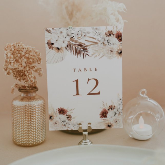 Boho Pampas Floral Table Number (Creator Uploaded)