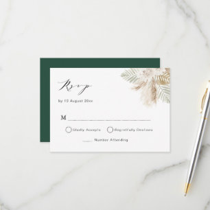 boho pampas grass and greenery rsvp card