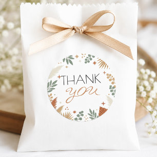 Boho Pampas Grass and Sage Green Eucalyptus Classic Round Sticker