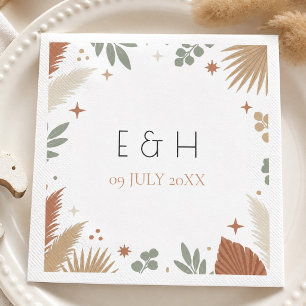 Boho Pampas Grass and Sage Green Eucalyptus Napkin