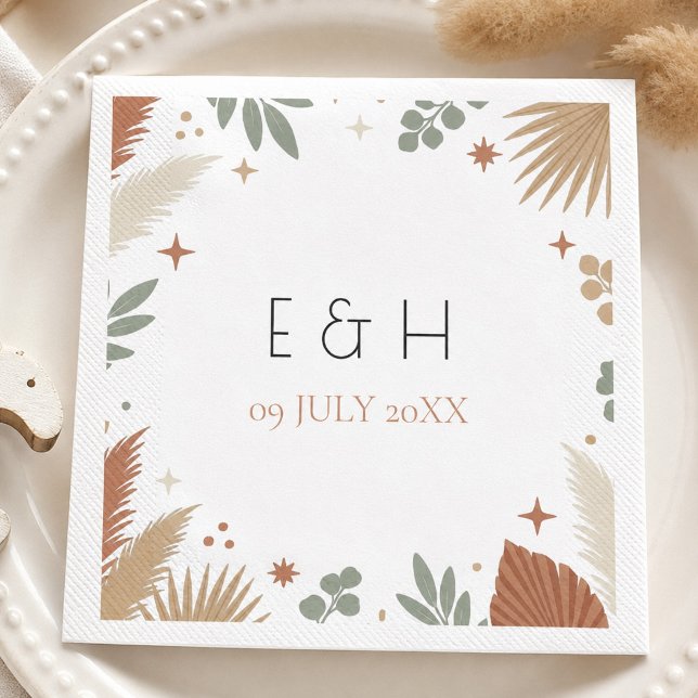 Boho Pampas Grass and Sage Green Eucalyptus Napkin (Boho Pampas Grass and Sage Green Eucalyptus Napkins)
