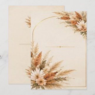 Boho Pampas Grass and Terracotta Florals Arch Invitation