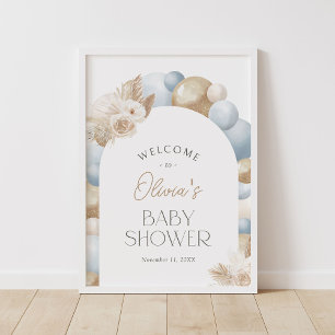 Boho Pampas Grass Arch Baby Shower Welcome Sign