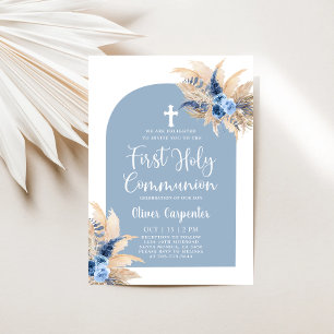 Boho Pampas Grass Arch First Holy Communion Invita Invitation
