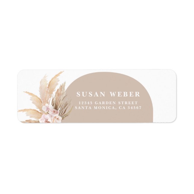 Boho Pampas Grass Arch invitation Label Return Address Label (Front)