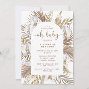 Boho Pampas Grass Arch Oh Baby Shower Invitation