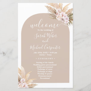 Boho Pampas Grass Arch wedding program