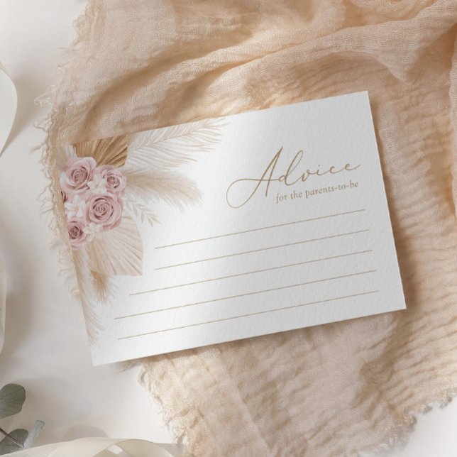 Boho Pampas Grass Baby Shower Advice Card (Creator Uploaded)