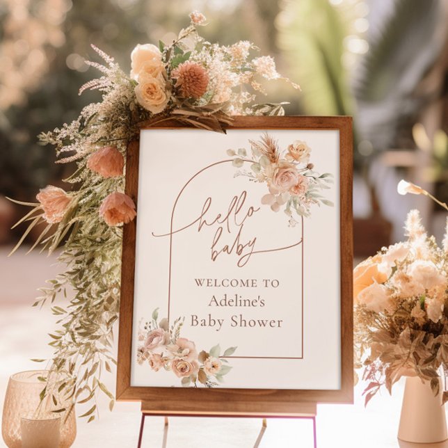 Boho Pampas Grass Baby Shower Arch Welcome  Poster (Creator Uploaded)