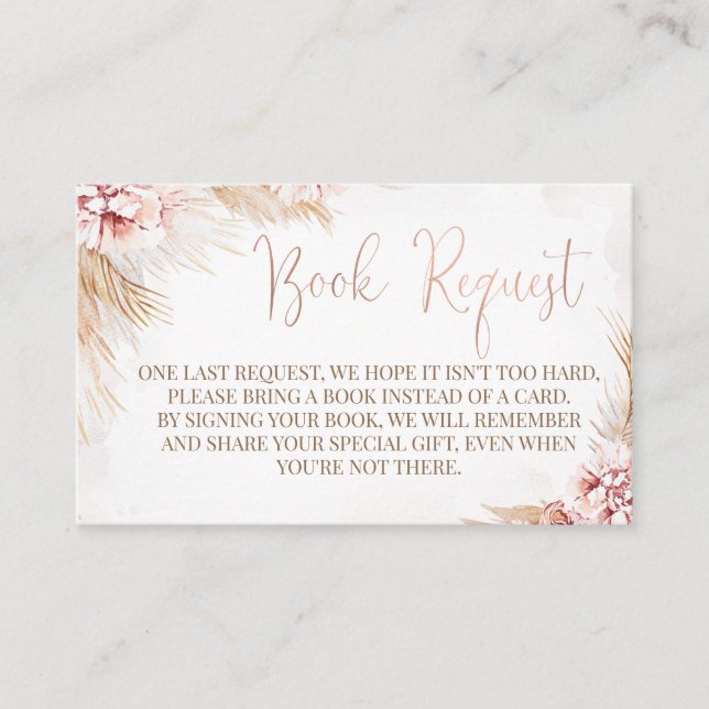 Boho Pampas Grass Baby Shower Book Request Insert (Front)