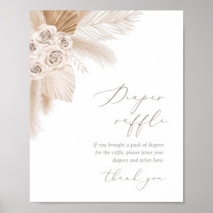 Boho Pampas Grass Baby Shower Diaper Raffle Poster