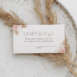 Boho Pampas Grass Baby Shower Diaper Raffle Ticket Enclosure Card