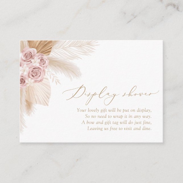 Boho Pampas Grass Baby Shower Display Shower Enclosure Card (Front)