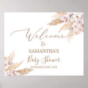 Boho Pampas Grass Baby Shower Girl Welcome sign