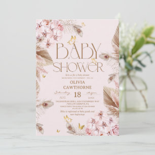 Boho Pampas Grass Baby Shower Invitation