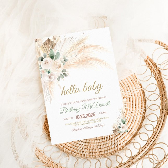 Boho Pampas Grass Baby Shower Invitation (Creator Uploaded)