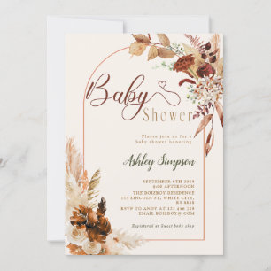 Boho Pampas Grass Baby Shower Invitation