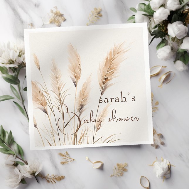 boho Pampas grass Baby shower  Napkin (Creator Uploaded)