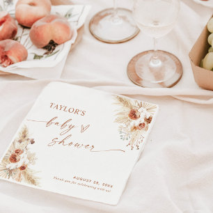 Boho Pampas Grass Baby Shower Paper Napkin