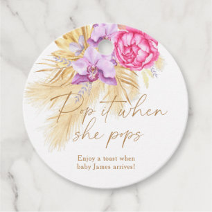 Boho pampas grass - Baby shower Pop it Favour Tags
